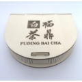 Dřevěný čajový penál na 100g koláček znaky Fu Ding Bai Cha